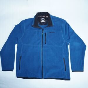 Timberland Mens Blue fleece full zip jacket coat sweatshirt XLTG three pockets